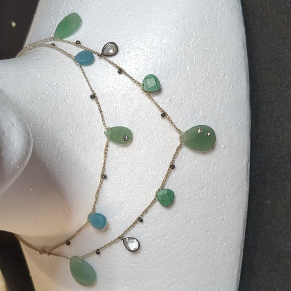 Silpada Cubic Zirconia Amazonite Howlite Turquoise Silver Knotted Necklace - Picture 1 of 9